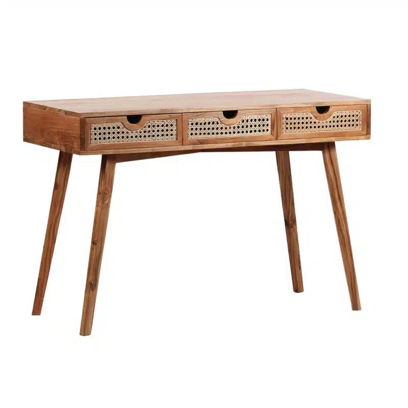 Havana Acacia Wood Cane Drawer Desk CG a