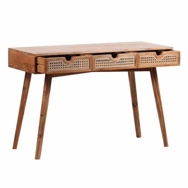 Havana Acacia Wood Cane Drawer Desk CG b