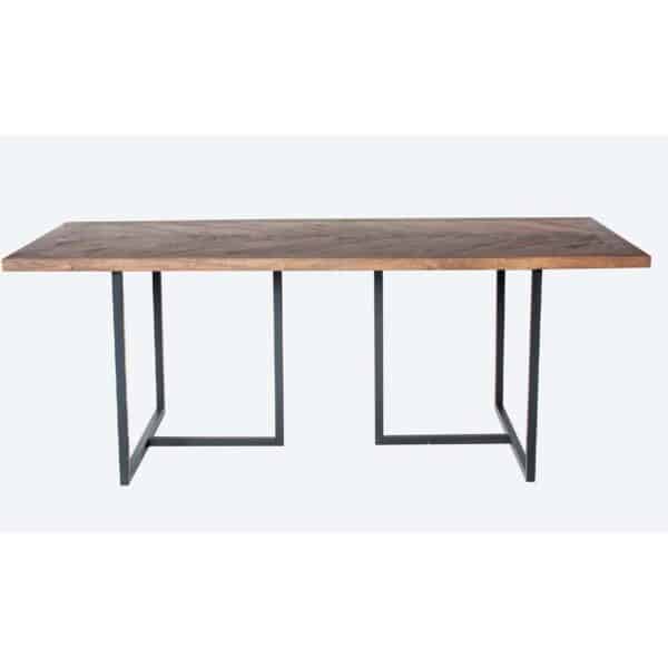 Industrial Mango Wood Iron Parquet Top Dining Table TH