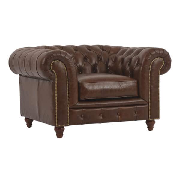 Jasmi Chestfield  Seater Sofa Leather Shalimar Brown