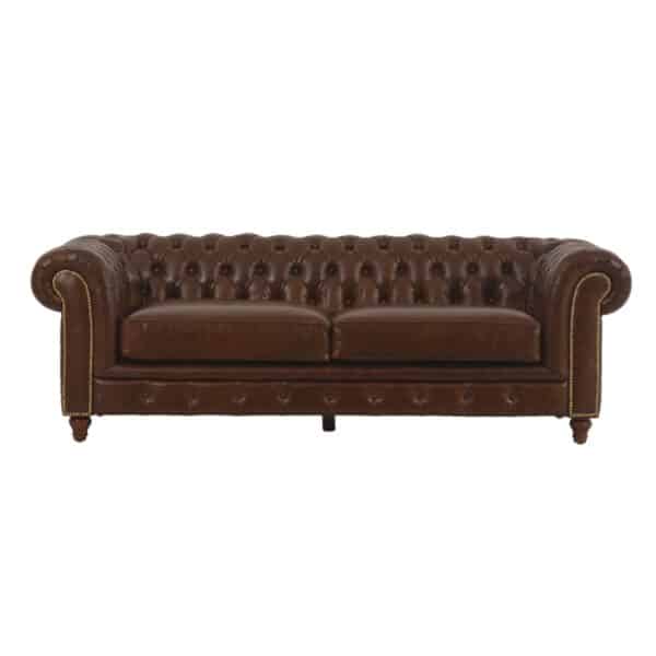 Jasmi Chestfield  Seater Sofa Leather Shalimar Brown