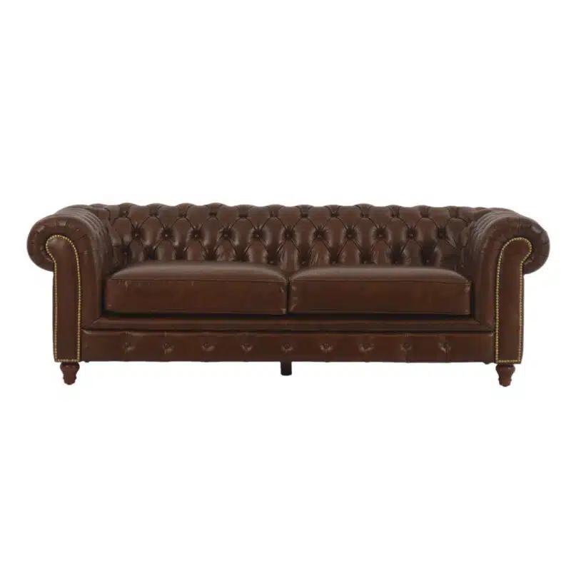 Jasmi Chestfield  Seater Sofa Leather Shalimar Brown