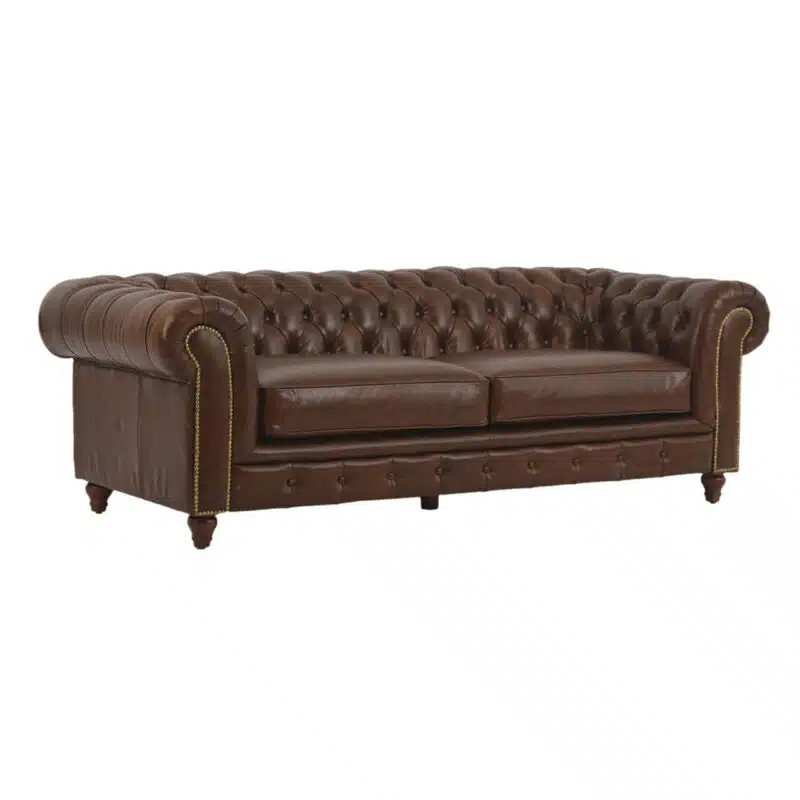 Jasmi Chestfield  Seater Sofa Leather Shalimar Brown