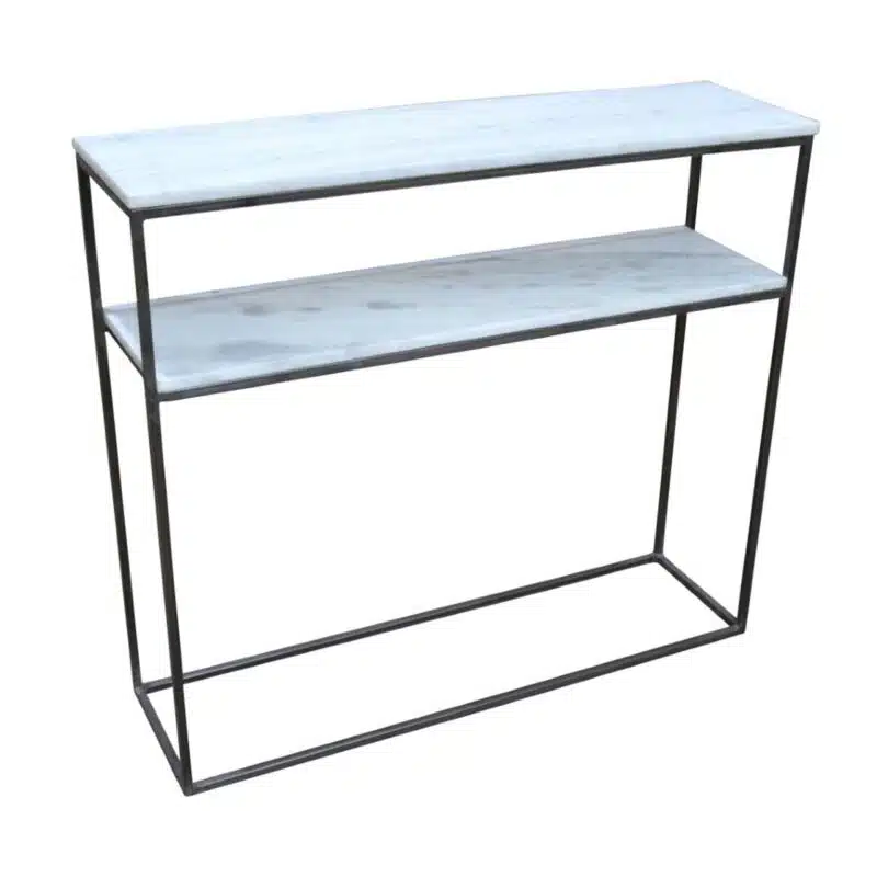 Keywest Iron Marble Console Table Bk a