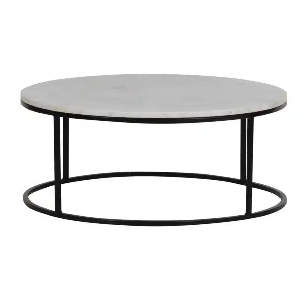 Keywest Iron Round Marble Top Coffee Table BK