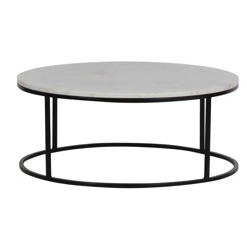 Keywest Iron Round Marble Top Coffee Table BK