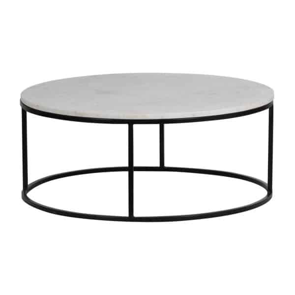 Keywest Iron Round Marble Top Coffee Table BK a