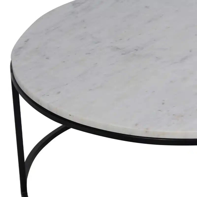 Keywest Iron Round Marble Top Coffee Table BK d