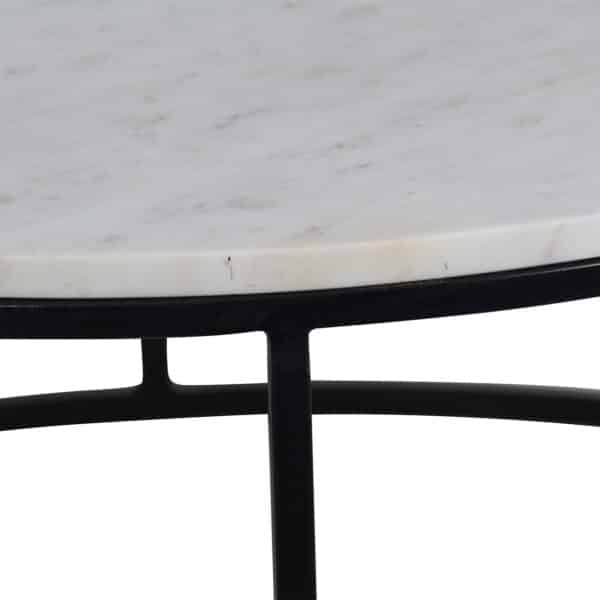 Keywest Iron Round Marble Top Coffee Table Bk b