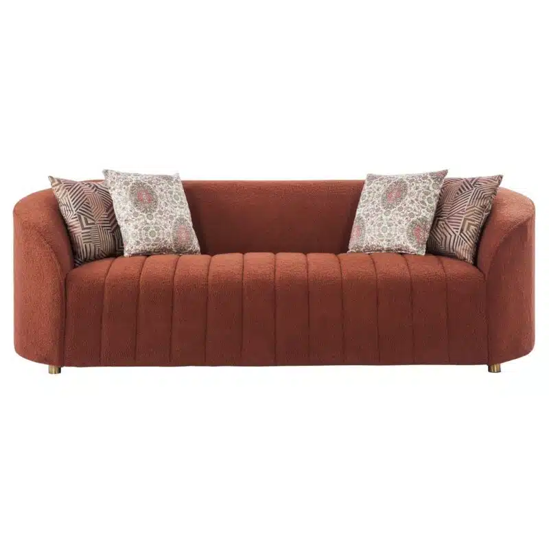 Knoxville Rust Fleece Fabric Large Sofa