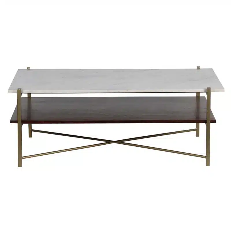 Merge Iron Acacia Wood Marble Coffee Table