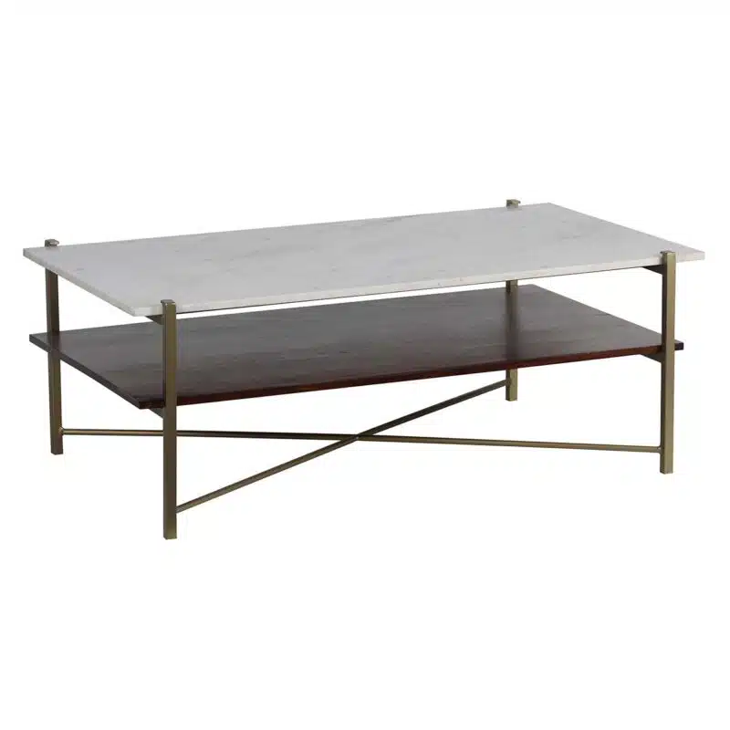 Merge Iron Acacia Wood Marble Coffee Table