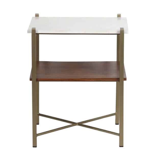 Merge Iron Acacia Wood Marble End Table