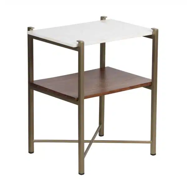 Merge Iron Acacia Wood Marble End Table