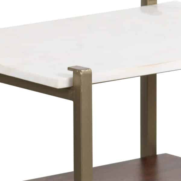 Merge Iron Acacia Wood Marble End Table