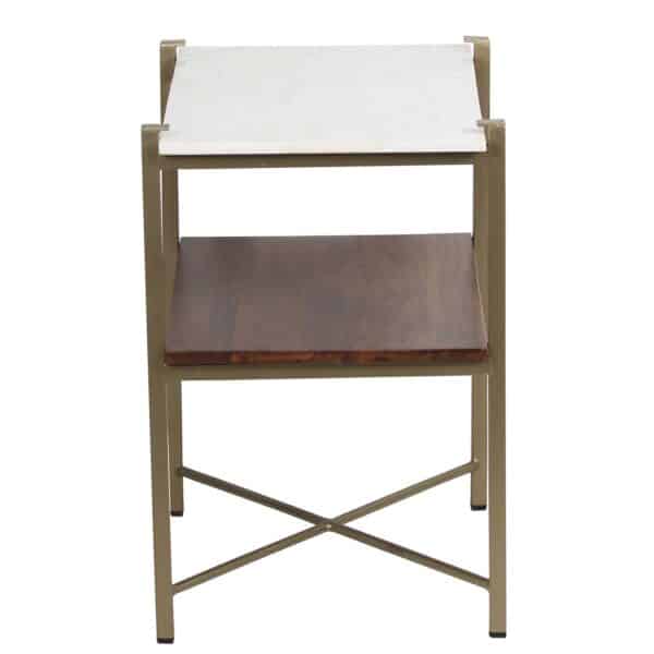 Merge Iron Acacia Wood Marble End Table