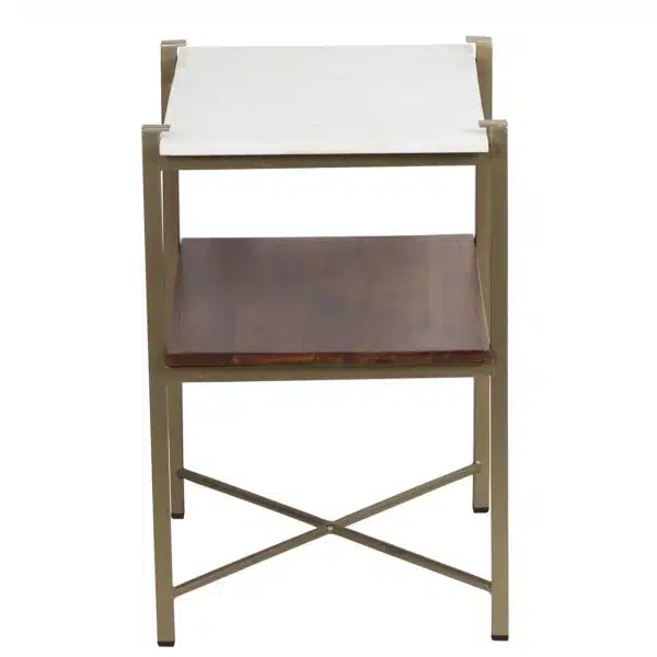 Merge Iron Acacia Wood Marble End Table