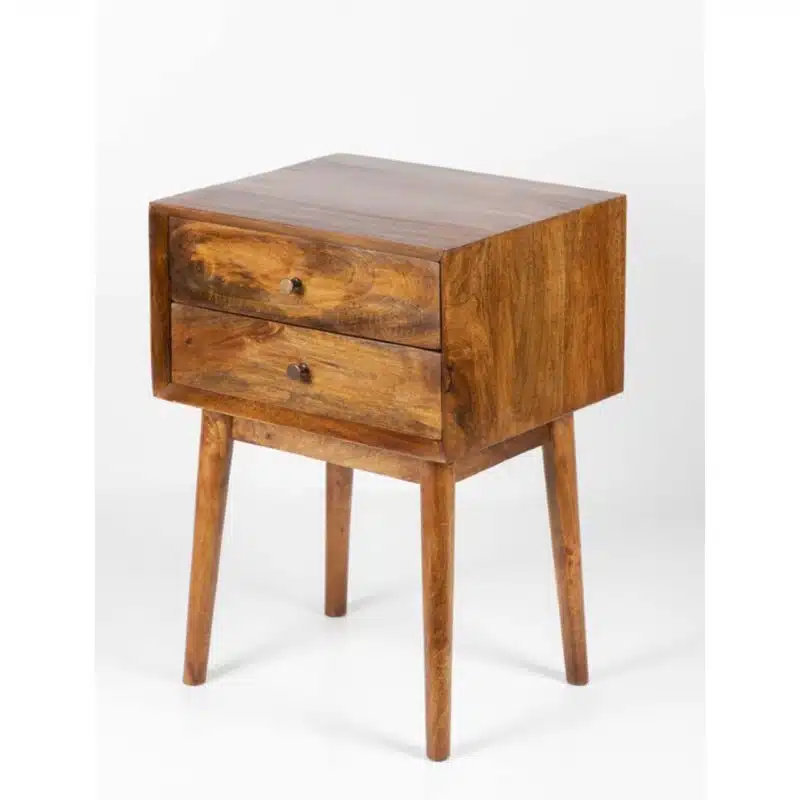 Mid Century Mango Wood Drawer Night Stand CG