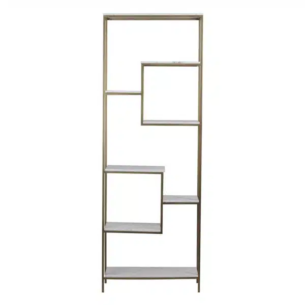 Modern Bookcase Iron Marble Shelf