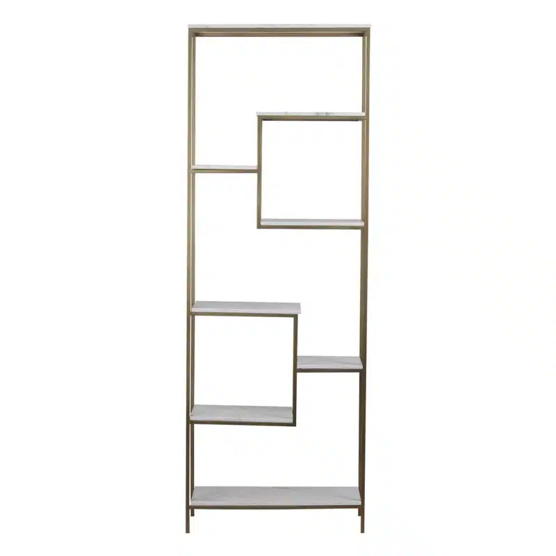 Modern Bookcase Iron Marble Shelf