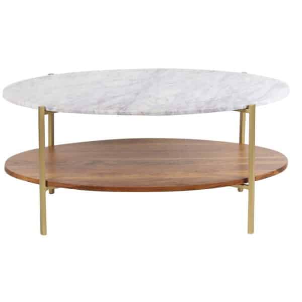 Olga Iron Marble Oval Coffee Table CG