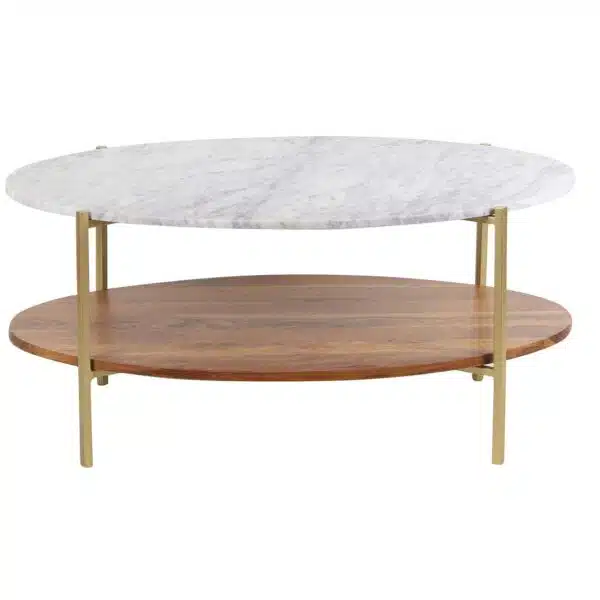 Olga Iron Marble Oval Coffee Table CG