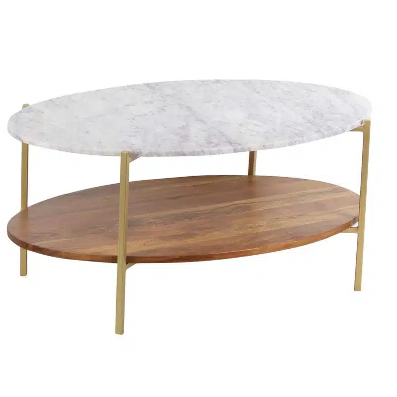 Olga Iron Marble Oval Coffee Table CG