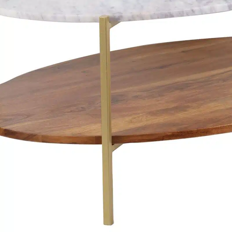 Olga Iron Marble Oval Coffee Table CG