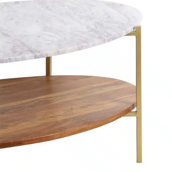 Olga Iron Marble Oval Coffee Table CG