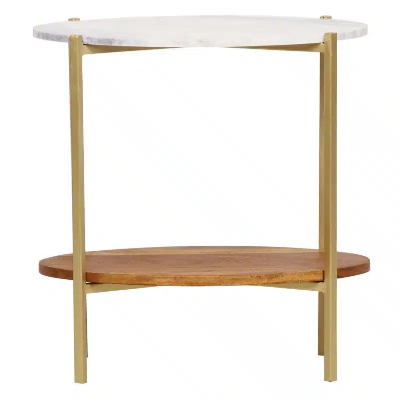 Olga Iron Marble Oval Side Table CG