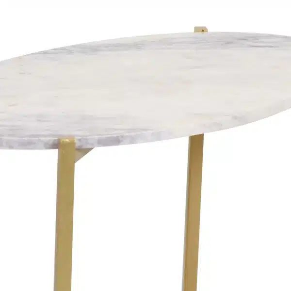 Olga Iron Marble Oval Side Table CG