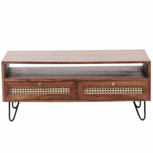 Palma Acacia Wood Iron Coffee Table With Hair Pin Legs WW