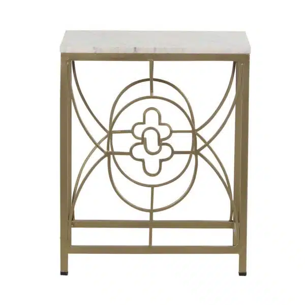 Rouge Iron Marble End Table