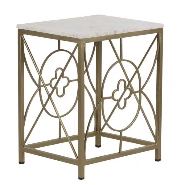 Rouge Iron Marble End Table