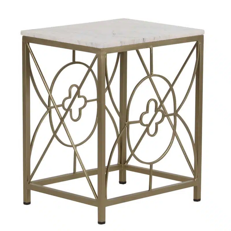 Rouge Iron Marble End Table