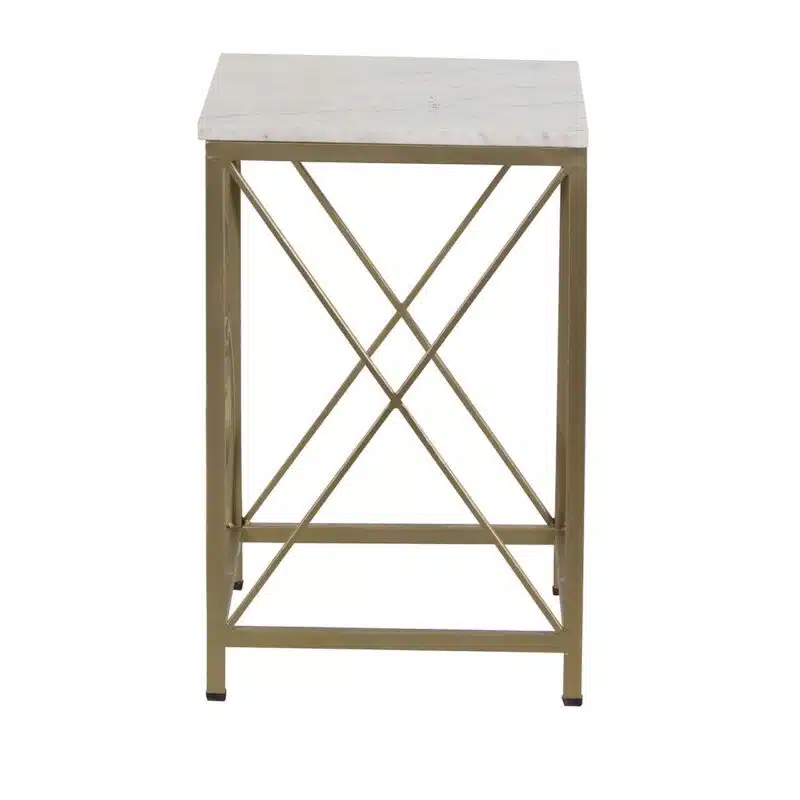 Rouge Iron Marble End Table