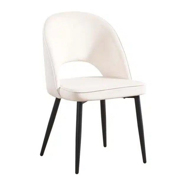 Side Black Finish White Fabric Chair