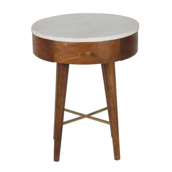 Sidney Mango Wood Marble Side Table CG