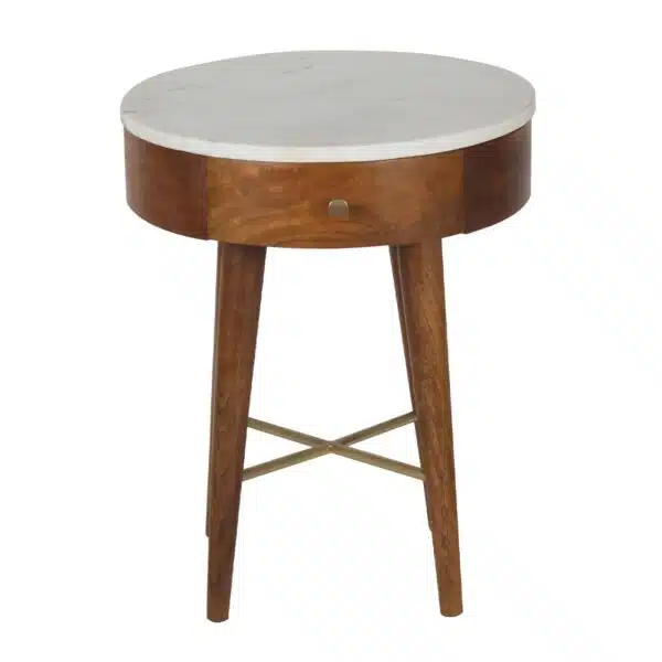 Sidney Mango Wood Marble Side Table CG