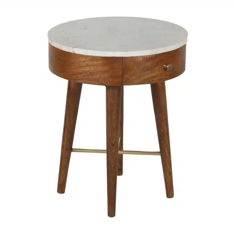 Sidney Mango Wood Marble Side Table CG