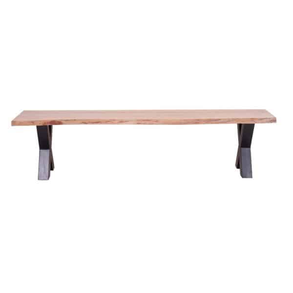 Spider Leg Acacia Wood Iron Bench