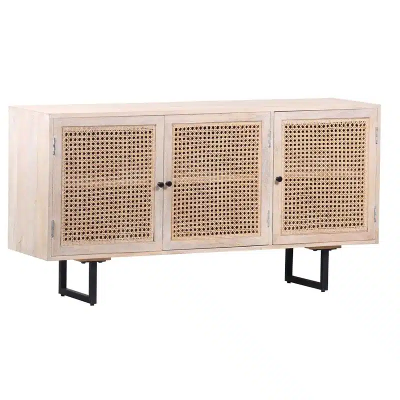 Sunda Mango Wood Rattan  Door Cabinet BW