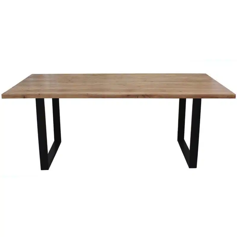 U Leg Mango Wood Iron Straight Edge Dining Table NB